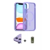 MARSİLYAN™- iPhone 11 Kılıf Siluet Minimal Prime - Siyah Joko Magic 5D Hayalet Cam + Mor Raze Metal Kamera Lens