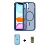 MARSİLYAN™- iPhone 11 Kılıf Siluet Minimal Prime - Siyah Joko Magic 5D Hayalet Cam + Neon Fosforlu Kamera Lens - YL