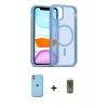 MARSİLYAN™- iPhone 11 Kılıf Siluet Minimal Prime - Siyah Joko Magic 5D Hayalet Cam + Neon Fosforlu Kamera Lens - YL