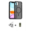 MARSİLYAN™- iPhone 11 Kılıf Siluet Minimal Prime - Siyah Joko Magic 5D Hayalet Cam + Raze Metal Kamera Lens - GS
