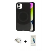 MARSİLYAN™- iPhone 11 Kılıf Ufuk Serisi - Şeffaf Pasifik Cam Ekran Koruyucu + Pers Alüminyum Kamera Lens - GD