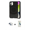MARSİLYAN™- iPhone 11 Kılıf Ufuk Serisi - Şeffaf Pasifik Cam Ekran Koruyucu + Pers Alüminyum Kamera Lens - LT
