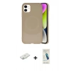 MARSİLYAN™- iPhone 11 Kılıf Ufuk Serisi - Şeffaf Pasifik Cam Ekran Koruyucu + Renkli Kamera Lens Koruma Cam - SI