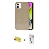 MARSİLYAN™- iPhone 11 Kılıf Ufuk Serisi - Şeffaf Uv Polymer Nano Ekran Koruyucu + Rainbow Kamera Lens Koruma Cam - KI