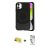 MARSİLYAN™- iPhone 11 Kılıf Ufuk Serisi - Şeffaf Uv Polymer Nano Ekran Koruyucu + Rainbow Kamera Lens Koruma Cam - KI