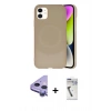 MARSİLYAN™- iPhone 11 Kılıf Ufuk Serisi - Şeffaf Uv Polymer Nano Ekran Koruyucu + Raze Metal Kamera Lens - MR