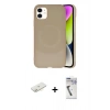 MARSİLYAN™- iPhone 11 Kılıf Ufuk Serisi - Şeffaf Uv Polymer Nano Ekran Koruyucu + Renkli Kamera Lens Koruma Cam - SI