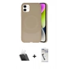 MARSİLYAN™- iPhone 11 Kılıf Ufuk Serisi - Şeffaf Uv Polymer Nano Ekran Koruyucu + Kamera Lens Koruma Cam - SF