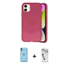 MARSİLYAN™- iPhone 11 Kılıf Ufuk Serisi - Şeffaf Uv Polymer Nano Ekran Koruyucu + Neon Fosforlu Kamera Lens - TU