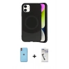 MARSİLYAN™- iPhone 11 Kılıf Ufuk Serisi - Şeffaf Uv Polymer Nano Ekran Koruyucu + Neon Fosforlu Kamera Lens - TU
