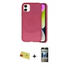 MARSİLYAN™- iPhone 11 Kılıf Ufuk Serisi - Siyah 34D Hayalet Izgaralı Cam + Rainbow Kamera Lens Koruma Cam - KI