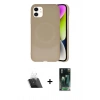 MARSİLYAN™- iPhone 11 Kılıf Ufuk Serisi - Siyah 360 Mat Full Body Arka Koruyucu + Kamera Lens Koruma Cam - SF