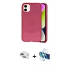 MARSİLYAN™- iPhone 11 Kılıf Ufuk Serisi - Siyah 3D Antistatik Cam Ekran Koruyucu + Pers Alüminyum Kamera Lens - YL