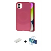 MARSİLYAN™- iPhone 11 Kılıf Ufuk Serisi - Siyah 3D Antistatik Cam Ekran Koruyucu + Renkli Kamera Lens Koruma Cam - SI