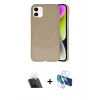 MARSİLYAN™- iPhone 11 Kılıf Ufuk Serisi - Siyah 3D Antistatik Cam Ekran Koruyucu + Kamera Lens Koruma Cam - SF