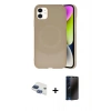 MARSİLYAN™- iPhone 11 Kılıf Ufuk Serisi - Siyah 3D Antistatik Hayalet Cam Ekran Koruyucu + Pers Alüminyum Kamera Lens - LT