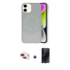 MARSİLYAN™- iPhone 11 Kılıf Ufuk Serisi - Siyah 3D Antistatik Hayalet Cam Ekran Koruyucu + Pers Alüminyum Kamera Lens - KI
