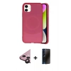 MARSİLYAN™- iPhone 11 Kılıf Ufuk Serisi - Siyah 3D Antistatik Hayalet Cam Ekran Koruyucu + Raze Metal Kamera Lens - SH