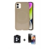 MARSİLYAN™- iPhone 11 Kılıf Ufuk Serisi - Siyah 3D Antistatik Mat Seramik Nano Ekran Koruyucu + PVD Metal Kamera Lens - MI