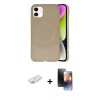 MARSİLYAN™- iPhone 11 Kılıf Ufuk Serisi - Siyah 3D Antistatik Mat Seramik Nano Ekran Koruyucu + Renkli Kamera Lens Koruma Cam - TU