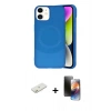 MARSİLYAN™- iPhone 11 Kılıf Ufuk Serisi - Siyah 3D Antistatik Mat Seramik Nano Ekran Koruyucu + Renkli Kamera Lens Koruma Cam - TU
