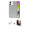 MARSİLYAN™- iPhone 11 Kılıf Ufuk Serisi - Siyah 3D Antistatik Mat Seramik Nano Ekran Koruyucu + Renkli Kamera Lens Koruma Cam - TU