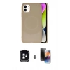 MARSİLYAN™- iPhone 11 Kılıf Ufuk Serisi - Siyah 3D Antistatik Mat Seramik Nano Ekran Koruyucu + PVD Metal Kamera Lens - YL