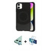 MARSİLYAN™- iPhone 11 Kılıf Ufuk Serisi - Siyah 3D Antistatik Seramik Nano Ekran Koruyucu + Raze Metal Kamera Lens - MI