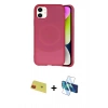 MARSİLYAN™- iPhone 11 Kılıf Ufuk Serisi - Siyah 3D Antistatik Seramik Nano Ekran Koruyucu + Rainbow Kamera Lens Koruma Cam - KI