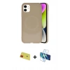 MARSİLYAN™- iPhone 11 Kılıf Ufuk Serisi - Siyah 3D Antistatik Seramik Nano Ekran Koruyucu + Rainbow Kamera Lens Koruma Cam - KI