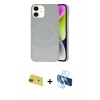 MARSİLYAN™- iPhone 11 Kılıf Ufuk Serisi - Siyah 3D Antistatik Seramik Nano Ekran Koruyucu + Rainbow Kamera Lens Koruma Cam - KI