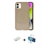MARSİLYAN™- iPhone 11 Kılıf Ufuk Serisi - Siyah 3D Antistatik Seramik Nano Ekran Koruyucu + Renkli Kamera Lens Koruma Cam - SI