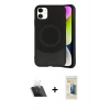 MARSİLYAN™- iPhone 11 Kılıf Ufuk Serisi - Siyah 6D Mat Seramik Hayalet Nano Ekran Koruyucu + Kamera Lens Koruma Cam - SF