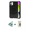 MARSİLYAN™- iPhone 11 Kılıf Ufuk Serisi - Siyah 6D Mat Seramik Hayalet Nano Ekran Koruyucu + Raze Metal Kamera Lens - MI