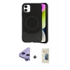 MARSİLYAN™- iPhone 11 Kılıf Ufuk Serisi - Siyah 6D Mat Seramik Hayalet Nano Ekran Koruyucu + Raze Metal Kamera Lens - MR