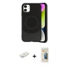MARSİLYAN™- iPhone 11 Kılıf Ufuk Serisi - Siyah 6D Mat Seramik Hayalet Nano Ekran Koruyucu + Renkli Kamera Lens Koruma Cam - SI