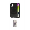 MARSİLYAN™- iPhone 11 Kılıf Ufuk Serisi - Siyah Bilvis 3D Cam Ekran Koruyucu