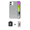 MARSİLYAN™- iPhone 11 Kılıf Ufuk Serisi - Siyah Bilvis 3D Cam Ekran Koruyucu + PVD Metal Kamera Lens - SH
