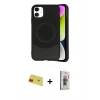 MARSİLYAN™- iPhone 11 Kılıf Ufuk Serisi - Siyah Bilvis 3D Cam Ekran Koruyucu + Rainbow Kamera Lens Koruma Cam - KI