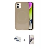 MARSİLYAN™- iPhone 11 Kılıf Ufuk Serisi - Siyah Bilvis 3D Mat Cam Ekran Koruyucu + Pers Alüminyum Kamera Lens - LT