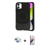 MARSİLYAN™- iPhone 11 Kılıf Ufuk Serisi - Siyah Bilvis 3D Mat Cam Ekran Koruyucu + Pers Alüminyum Kamera Lens - GI