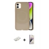 MARSİLYAN™- iPhone 11 Kılıf Ufuk Serisi - Siyah Bilvis 3D Mat Cam Ekran Koruyucu + Renkli Kamera Lens Koruma Cam - YL