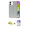 MARSİLYAN™- iPhone 11 Kılıf Ufuk Serisi - Siyah Bilvis 5in1 3D Magic Cam Ekran Koruyucu + Rainbow Kamera Lens Koruma Cam - KI