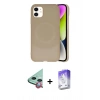 MARSİLYAN™- iPhone 11 Kılıf Ufuk Serisi - Siyah Bilvis 5in1 3D Magic Cam Ekran Koruyucu + Raze Metal Kamera Lens - KI