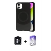 MARSİLYAN™- iPhone 11 Kılıf Ufuk Serisi - Siyah Bilvis 5in1 3D Magic Cam Ekran Koruyucu + PVD Metal Kamera Lens - MI