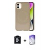 MARSİLYAN™- iPhone 11 Kılıf Ufuk Serisi - Siyah Bilvis 5in1 3D Magic Cam Ekran Koruyucu + PVD Metal Kamera Lens - MI