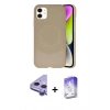 MARSİLYAN™- iPhone 11 Kılıf Ufuk Serisi - Siyah Bilvis 5in1 3D Magic Cam Ekran Koruyucu + Raze Metal Kamera Lens - MR