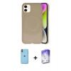 MARSİLYAN™- iPhone 11 Kılıf Ufuk Serisi - Siyah Bilvis 5in1 3D Magic Cam Ekran Koruyucu + Neon Fosforlu Kamera Lens - TU