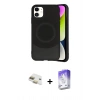 MARSİLYAN™- iPhone 11 Kılıf Ufuk Serisi - Siyah Bilvis 5in1 3D Magic Cam Ekran Koruyucu + Pers Alüminyum Kamera Lens - GD