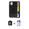 MARSİLYAN™- iPhone 11 Kılıf Ufuk Serisi - Siyah Bilvis 5in1 3D Magic Cam Ekran Koruyucu + PVD Metal Kamera Lens - YL